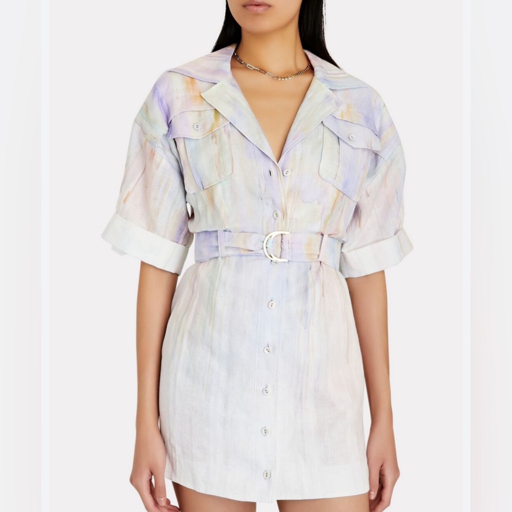 Zimmerman Rhythmic Belted Linen Mini Dress (rare!!)